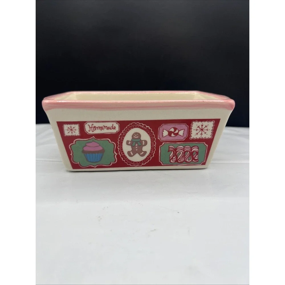 Nantucket Ceramic Mini Loaf Pan Christmas Gingerbread Man Candy Cupcake Baker